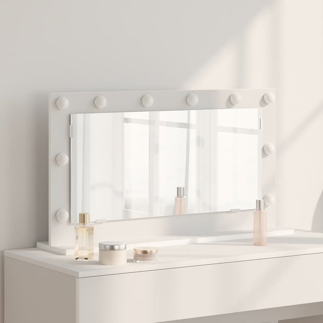 Modernes weißes Waschbecken mit LED-Spiegel aus Glas und furniertem Holz von VD Home Furnishing, B/T/H: 80 x 45 x 18 cm - Bild 1