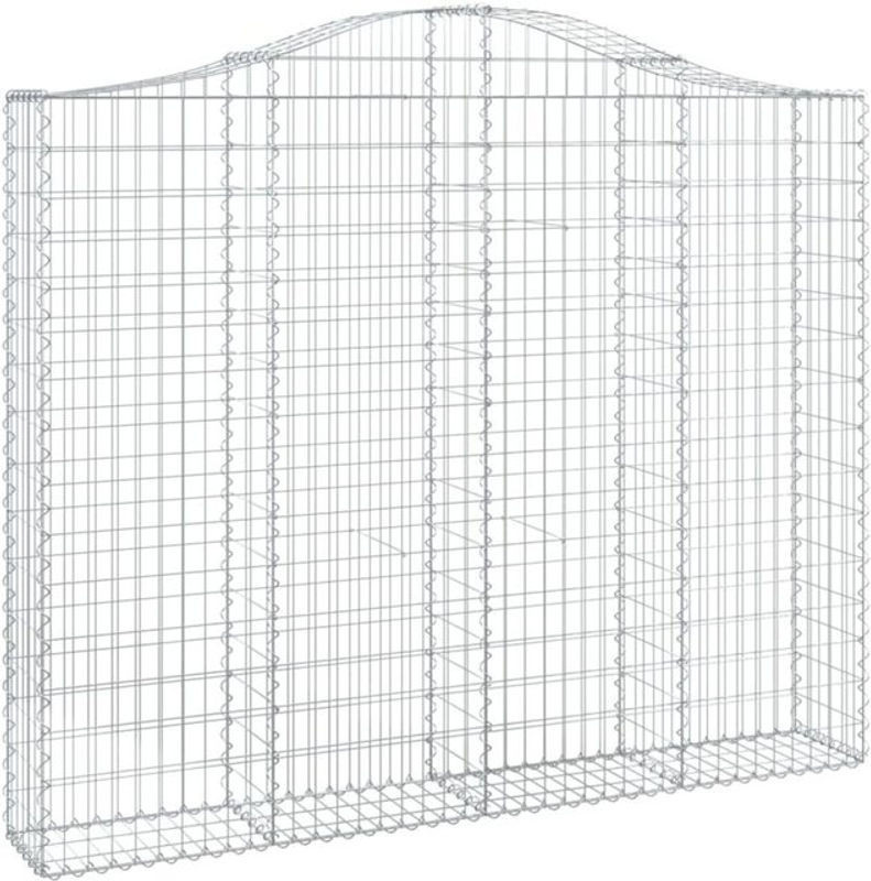 Vidaxl Gabione mit Hochbogen aus verzinktem Eisen in Silber/Alufarben, B/T/H: 200 x 30 x 160/180 cm - Bild 1