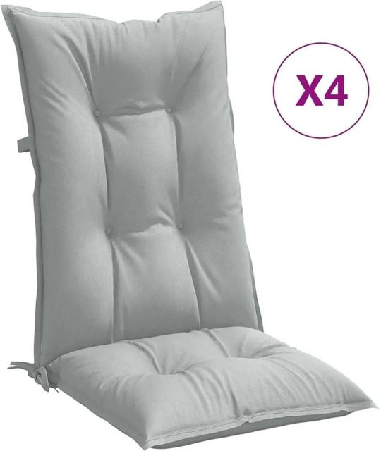 vidaXL Hochlehner-Auflagen 4er-Set Melange Hellgrau aus Polyester, B/T/H: 120 x 50 x 7 cm - Bild 1