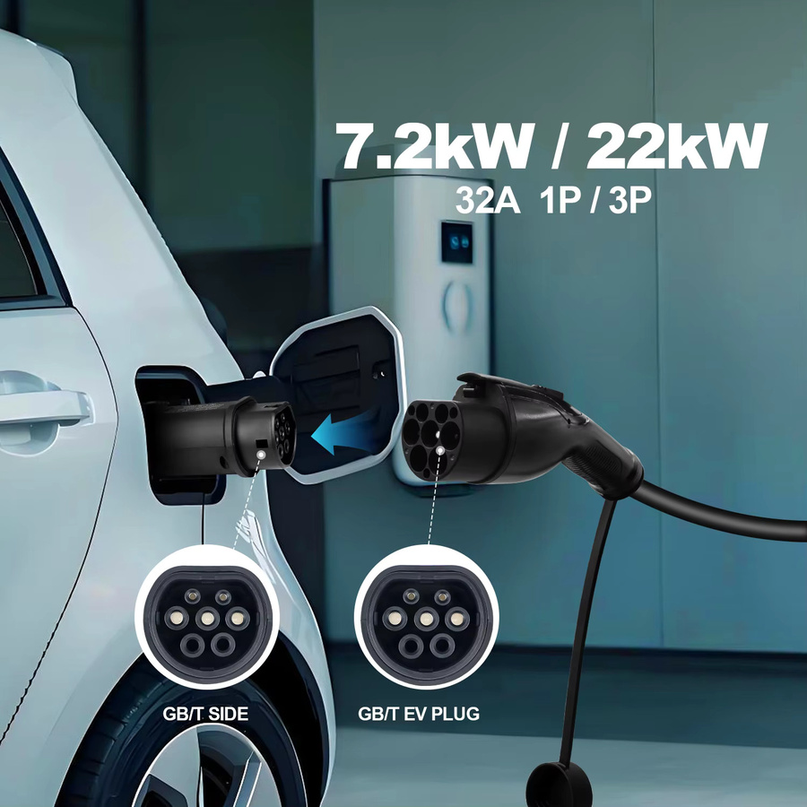 Kolanky GBT auf Typ 2 EV-Adapter, 32 A 7,2 kW, Farbe: Schwarz - Bild 5