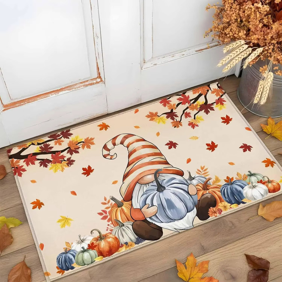 VIKAMA Fußmatte für den Innenbereich mit Thanksgiving-Motiv in Orange, rutschfest und waschbar - Bild 5