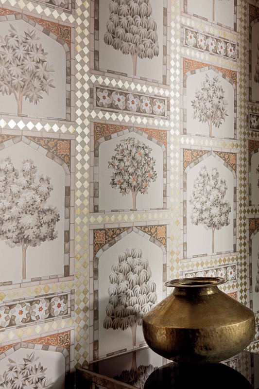 Cole & Son Tapete Sultan's Palace in Gold und Spice mit floralem Orient-Design und Vlies-Struktur - Bild 2