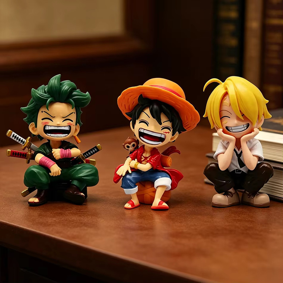 Bandai One Piece Luffy Zoro Sanji Chibi-Figuren, PVC, Mehrfarbig - Bild 5