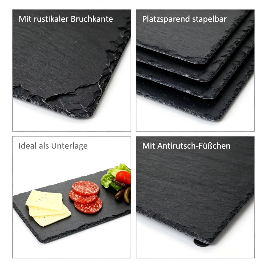 Dofiki 6er Set Naturschiefer Servierplatten in Schwarz, B: 25,0 cm, T: 15,0 cm - Bild 5