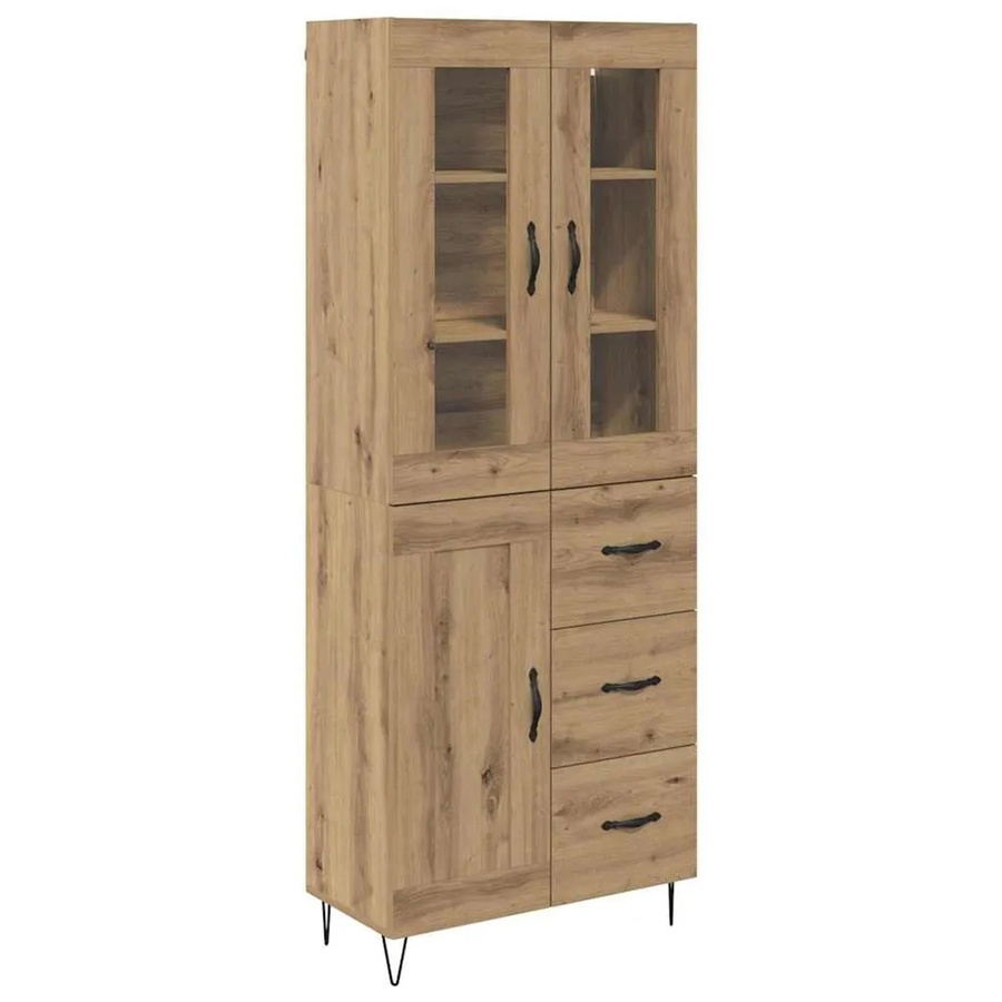vidaXL Highboard Artisan-Eiche in Braun mit Schranktüren und Regalfächern, B/T/H: 69,5 x 34 x 180 cm - Bild 2