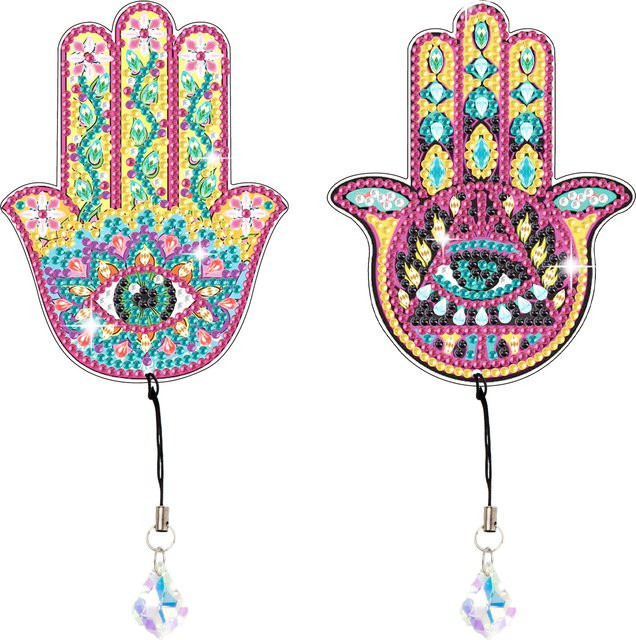 2-teiliges DIY Diamant-Malerei Lesezeichen-Set mit Kristall-Anhänger in Multicolour für Erwachsene - Bild 1