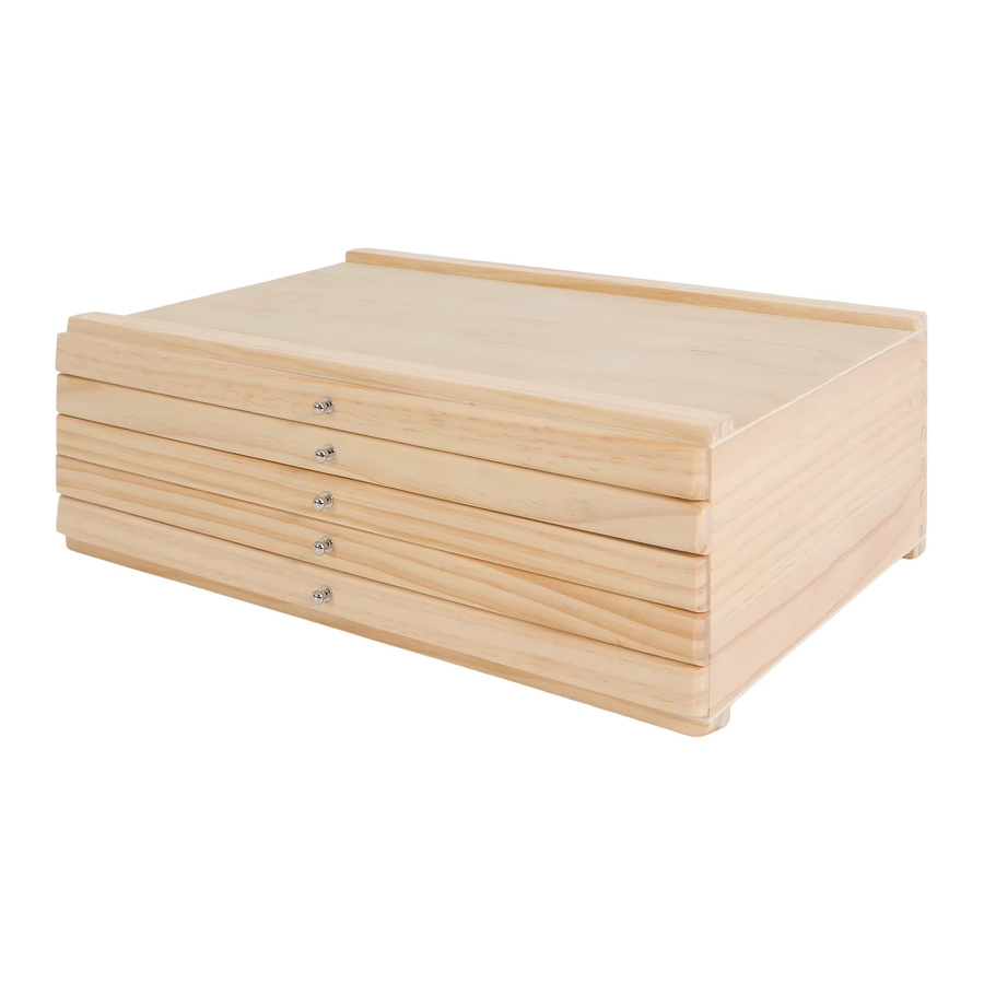 5-stufige Schubladen-Aufbewahrungsbox aus Holz in Beige als Schreibtisch-Organizer für Künstlerbedarf, Schmuck und Schreibwaren, B/T/H: 40 x 25,5 x 12,3 cm - Bild 4