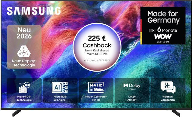 Samsung Vision AI Smart TV R85H Micro RGB 4K Ultra HD Mini LED, 75 Zoll, Titanium Black - Bild 1