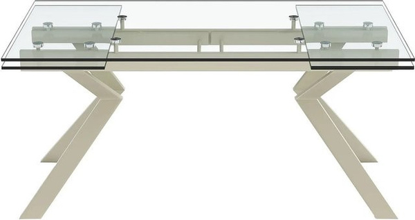 Vente-unique Esstisch Velika aus Hartglas und Metall in Transparent und Beige, ausziehbar, rechteckig