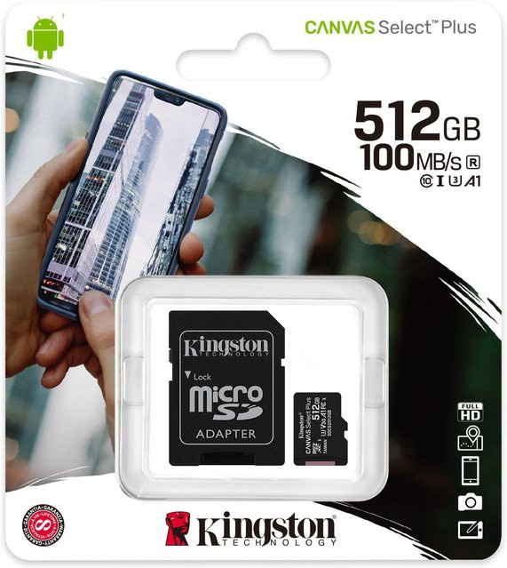 Kingston Canvas Select Plus SDXC Speicherkarte 512GB Class 10 UHS-I inkl. SD-Adapter Schwarz - Bild 2
