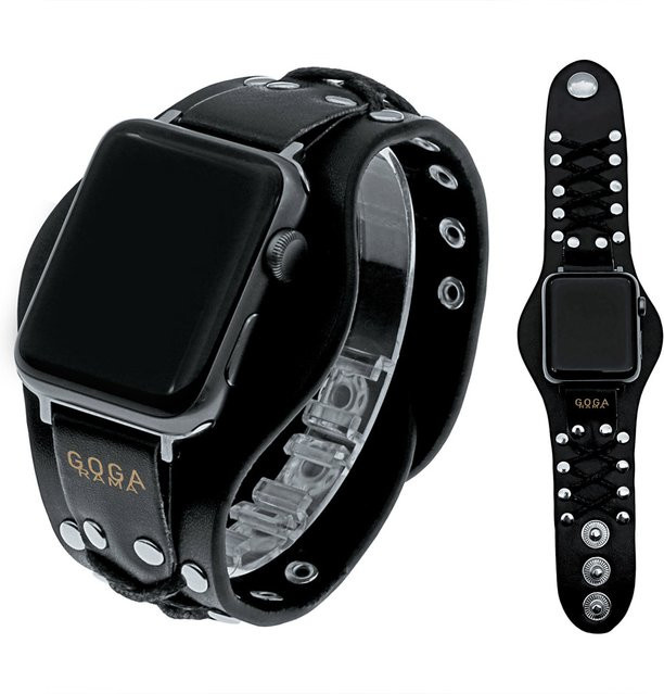 GOGARAMA Uhrenarmband, Leder, Edelstahl, Schwarz, Unisex - Bild 1