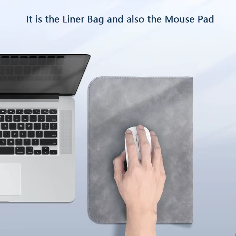 Laptoptasche aus PU Leder für Apple MacBook Air 13, Air 15 sowie MacBook Pro 14 und 16 Zoll in Grau - Bild 5