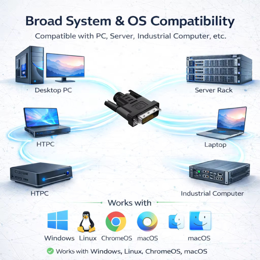 xieoery VGA Virtual Plug EDID Simulator Adapter in Schwarz für Headless-GPU-Erkennung mit Full HD Unterstützung bis 2560x1600@60Hz und 1920x1080@60Hz - Bild 5