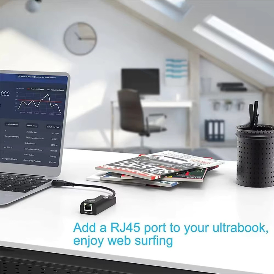 LccKaa USB-C auf RJ45 LAN Ethernet Adapter in Schwarz für 1000 Mbit/s mit Plug-and-Play Unterstützung für PC, MacBook, Windows und Laptop - Bild 1