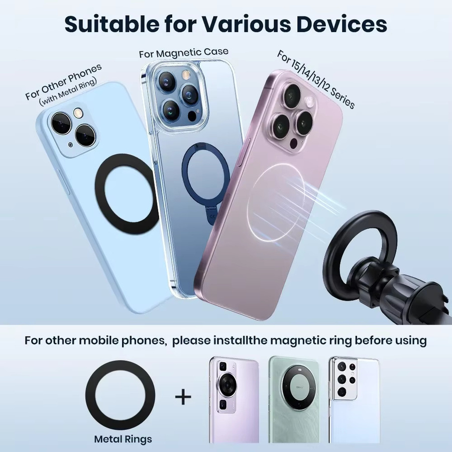 TOPK Magnetische Auto-Handyhalterung in Schwarz mit 20 Magneten und 360 Grad Drehung für die Lüftung, kompatibel mit iPhone 15 14 13 12 Pro Max - Bild 5