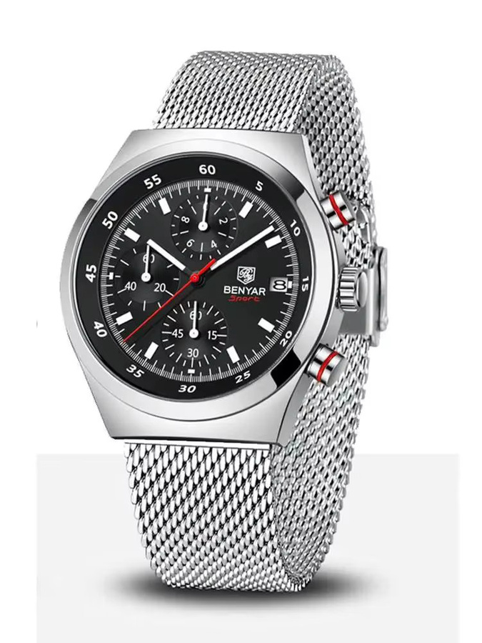 BENYAR Armbanduhr Quarz, Edelstahl, Blau, Herren - Bild 6