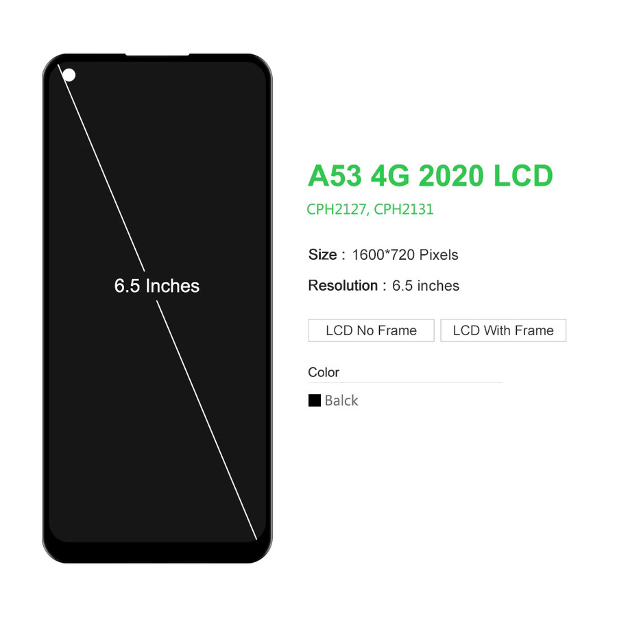 Oppo A53 4G Display mit Rahmen und Touchscreen Digitizer in Schwarz für CPH2127 - Bild 2