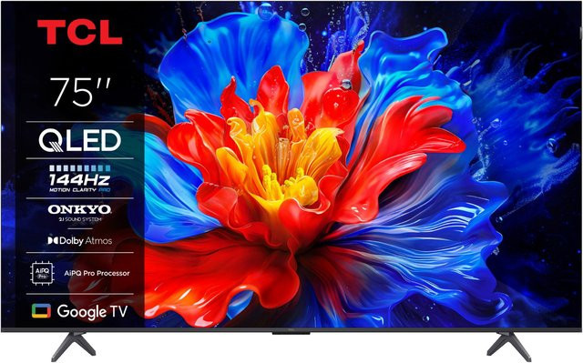 TCL 75P89K QLED Smart-TV in Silver/Black, 4K Ultra HD, 189 cm (75 Zoll), 120 Hz, Sprachsteuerung - Bild 1
