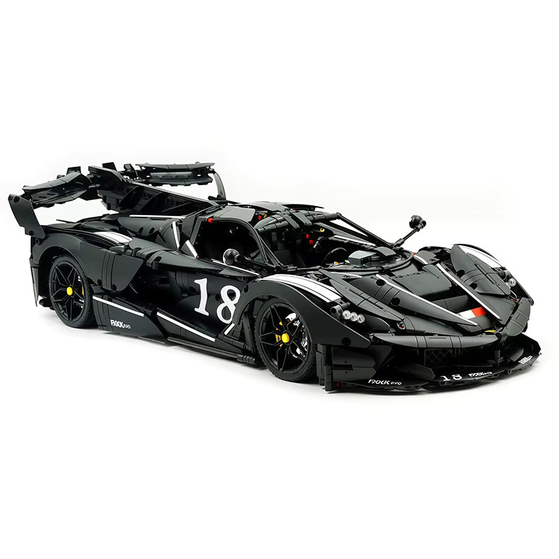 CADA 61505 Technisches Hypercar Modellbausatz im Maßstab 1:8, Schwarzes Sportauto als DIY Puzzle Spielzeug aus Kunststoff - Bild 2