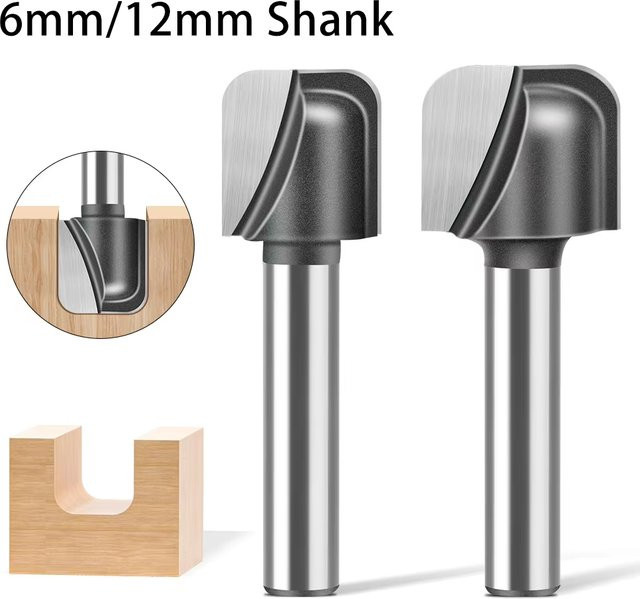 JGZUI Doppelbogen-Rundfräser für Holzbearbeitung in Silber mit 6mm und 12mm Schaft - Bild 1