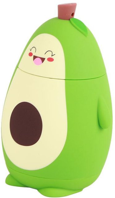 Fishine Avocado Glas Trinkbecher Doppelschichtig, Grüner Wasserbecher aus Glas mit Silikon, Niedlicher Cartoon Saftbecher für Mädchen und Studenten - Bild 1