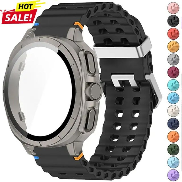 CHIICSMART Uhrenarmband Silikon, 2-in-1-Gehäuse + Armband, Samsung Galaxy Watch 7 40 mm 44 mm, Silber - Bild 1
