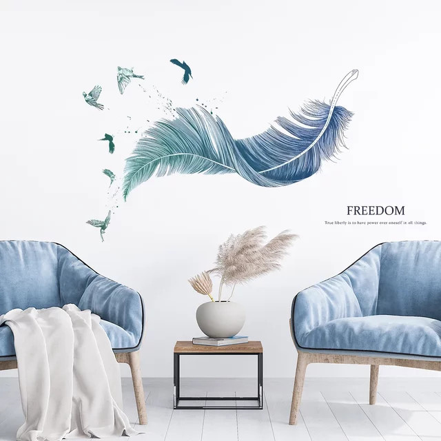 BRUP Feder Wandaufkleber Himmelblau zur Dekoration für Kinderzimmer und Babyzimmer - Bild 1