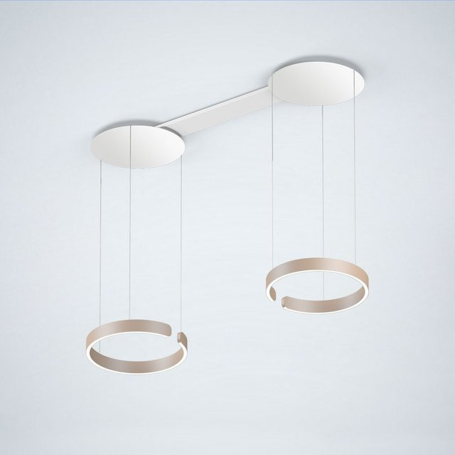 Occhio Mito sospeso due LED-Pendelleuchte in Weiß matt und Gold matt mit Occhio air Modul und x-tra warm LED (2200K - 3500K), höhenverstellbar 50-200 cm - Bild 1