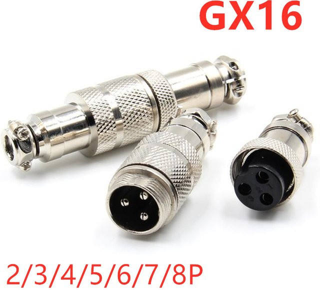 GX16 Rundluftfahrt-Steckverbinder Set mit männlichen und weiblichen Buchsen, 16mm Durchmesser, silberfarben - Bild 1