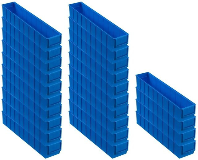 PROREGAL SuperSparSet mit 24 blauen Industriebox 500 S Sortimentskästen aus Kunststoff, H x B x T: 8,1 x 9,1 x 50 cm, 2,8 Liter pro Box - Bild 1