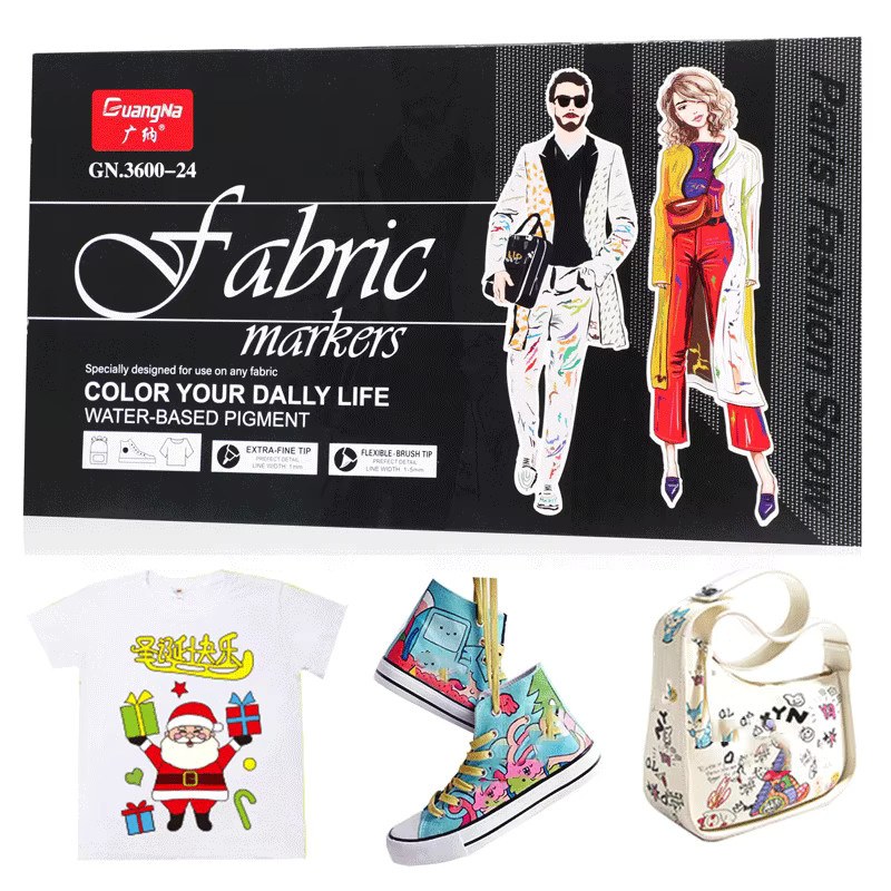 Permanente Stoffmarker-Stifte mit Doppelspitze in 24 Farben für T-Shirts, Sneaker und Canvas-Taschen, Multicolour - Bild 2