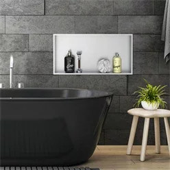 LuxeBath Duschnische aus Edelstahl in Silber, Wandnische Duschablage, B/B/H: 60 x 30 x 3,7 cm