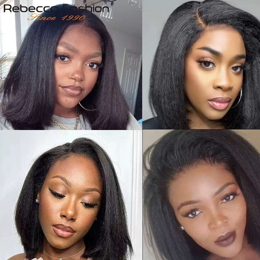 Rebecca Youth Kurze Echthaar-Perücke für Damen, Yaki-gerade Remy-Brasilianisches Haar, Lace Front - Bild 4