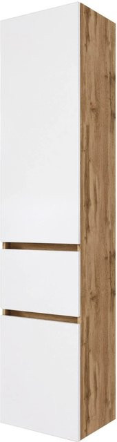 Held Möbel Hochschrank Bari in Matt Weiß-Wotaneiche mit Soft-Close-Türen, Breite: 40 cm, Tiefe: 35 cm, Höhe: 180 cm - Bild 1