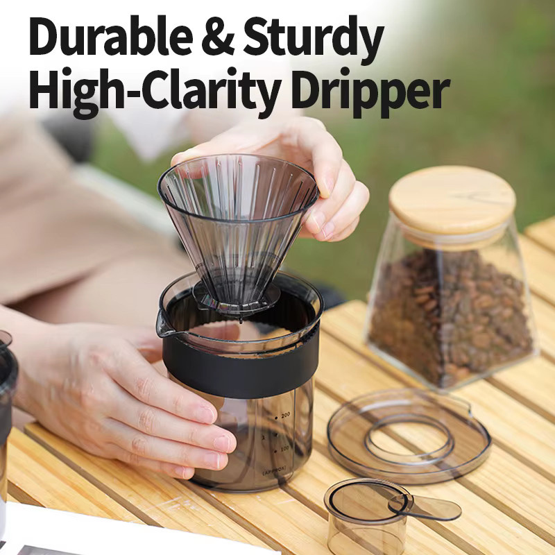 OANKR 3-in-1 Tragbare Übergießkaffeemaschine mit Kaffeefilter, Tasse und Löffel in Grau - Bild 3