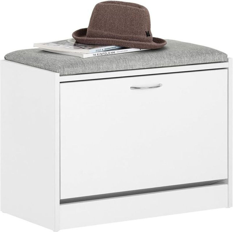 SoBuy FSR16-HG Schuhbank mit Sitzkissen und Schuhregal in Weiß, B/T/H: 60 x 46 x 30 cm - Bild 1