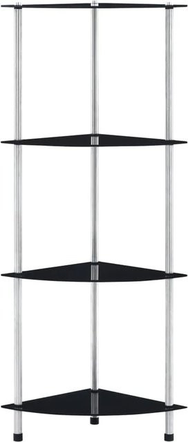 vidaXL Regal mit 4 Ablagen aus Hartglas und Metall in Schwarz, B/T/H: 30 x 30 x 100 cm - Bild 1