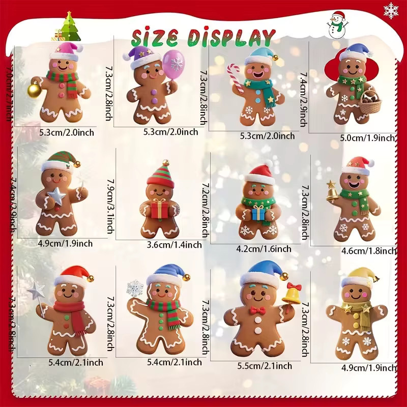 ZQNYCY Weihnachts Lebkuchen Mann Holz Anhänger Set, bunte Weihnachtsbaum Ornamente für Kinder DIY Dekoration - Bild 2
