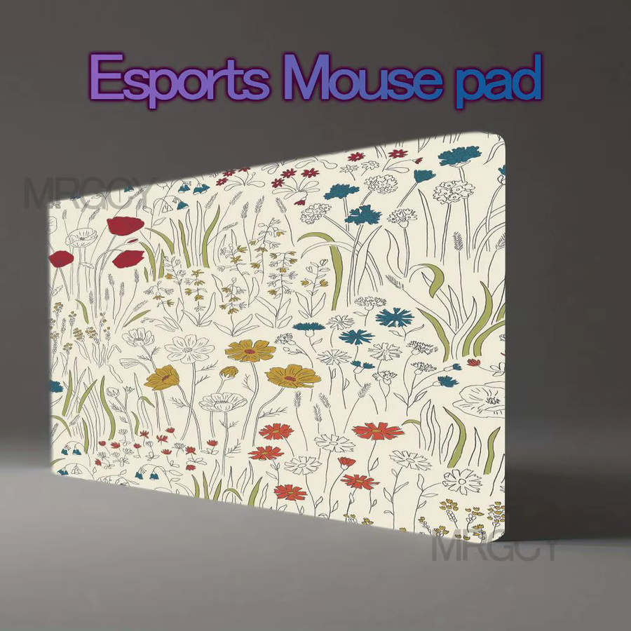 Mairuige Mauspad mit großen Blumen im Retro-Landhausstil, Schreibtischunterlage in Schwarz - Bild 1