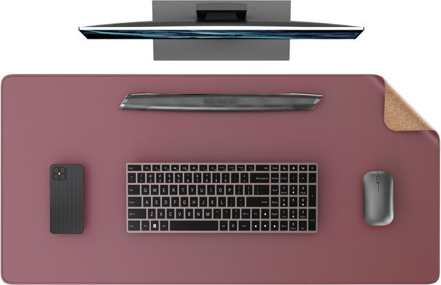 Rd lala Zweiseitige Schreibtischmatte aus Leder und Kork, Schwarz und Pink, B/T: 90 x 43 cm - Bild 1