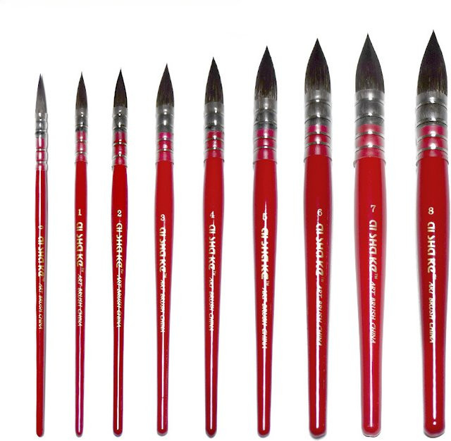 Professioneller Aquarellpinsel aus synthetischem Eichhörnchenhaar in Rot für Künstler - Bild 1