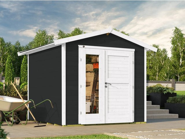WEKA Holz-Gartenhaus 224 A mit Satteldach in Anthrazit und modernem Design-Doppeltür, B/T: 280 x 263 cm - Bild 1