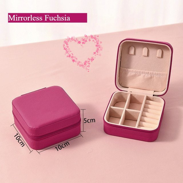 Quadratische Schmuckbox aus Leder für Damen zum Reisen in Pink und verschiedenen Farben - Bild 1