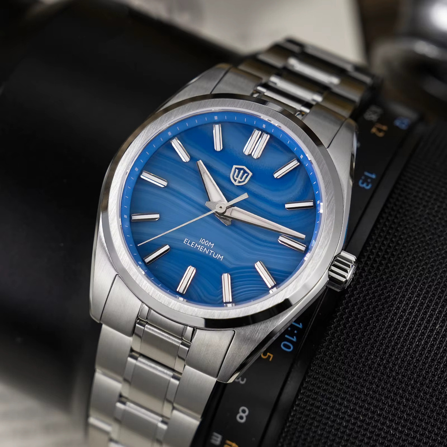 Watchdives Armbanduhr, Quarz, Edelstahl, Blaues Achat Zifferblatt, 38 mm, Herren - Bild 3