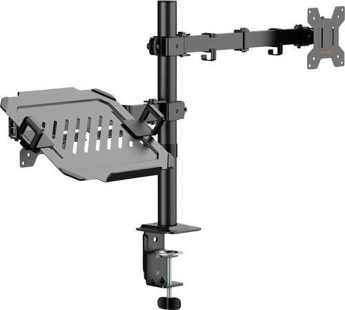 My Wall HEG8L Monitorhalterung für 1 Display, 43,2 cm bis 81,3 cm, schwarz, VESA 75x75 mm, neigbar, schwenkbar und rotierbar - Bild 1