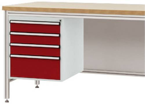 Manuflex Gehäuse-Unterbau ZB4825.3003 für ALU-Arbeitstische in Rot, Nutzhöhe: 50 cm, für Tischtiefe: 60 cm, mit 4 Schubfächern - Bild 1