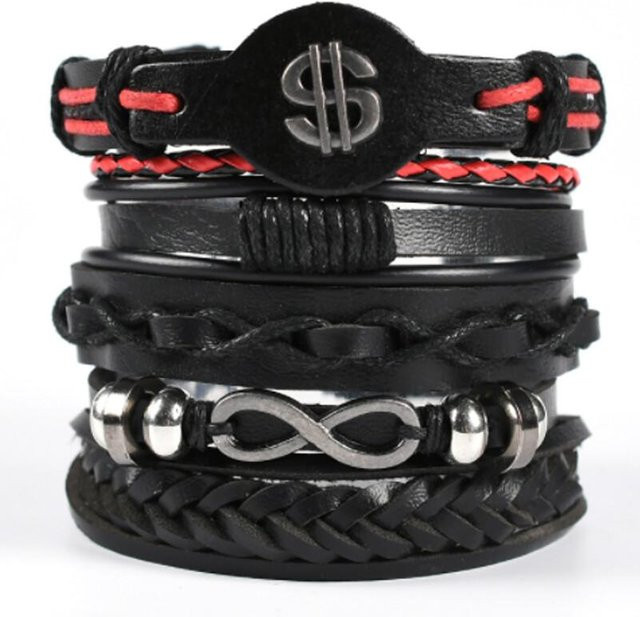 MGB Armband, Leder, Totenkopf, Stern, Schwarz, Herren - Bild 1