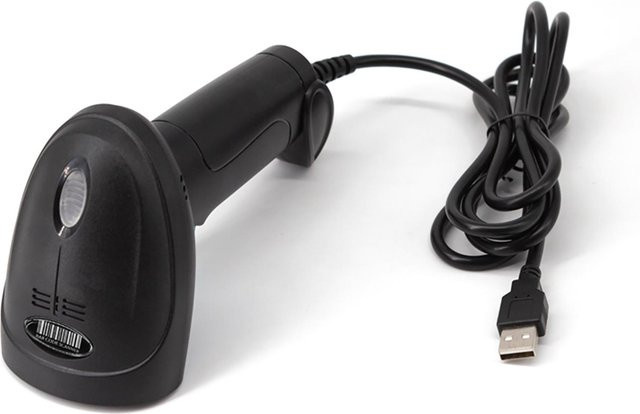 1D Barcode-Scanner mit USB-Kabelverbindung und CCD-Scan-Kopf für Papier- und Bildschirm-Codes, kompatibel mit Windows und Android, Schwarz - Bild 1