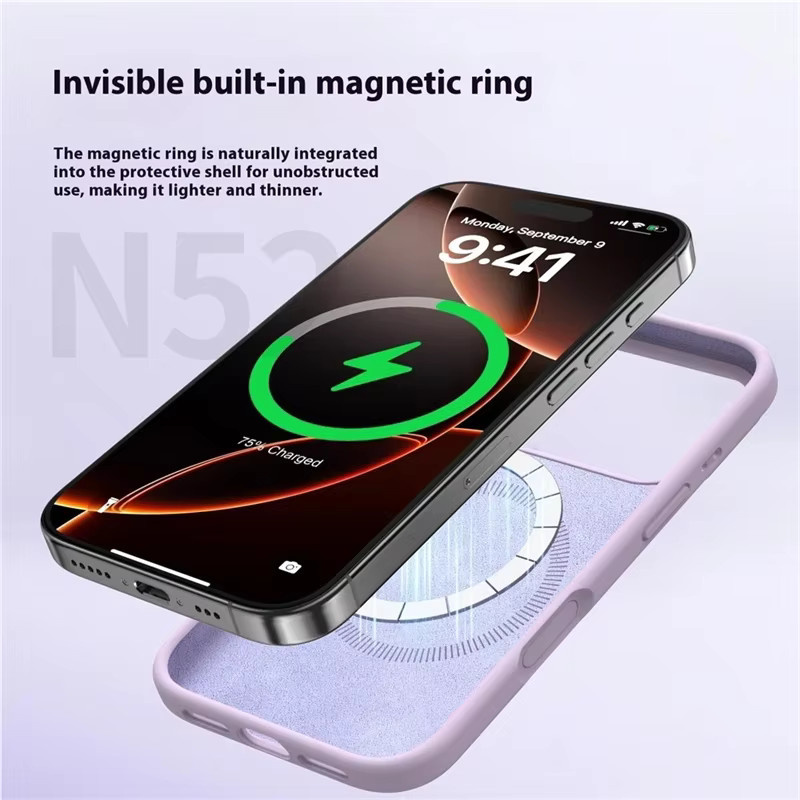 newteneight Flüssigsilikon-Magnethülle für iPhone 12 bis iPhone 17 Pro Max Plus mit MagSafe Kompatibilität in Gold und Purple - Bild 2