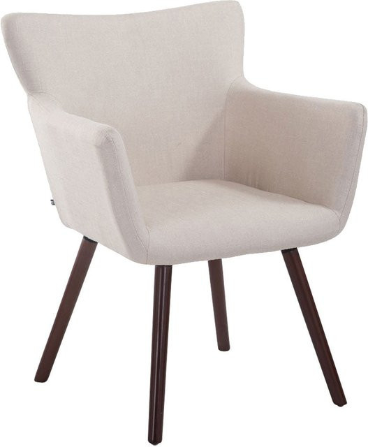 TPFLiving Besucherstuhl Antwil mit Buchenholzgestell in Walnuss und Stoffbezug in Creme/Beige - Bild 1